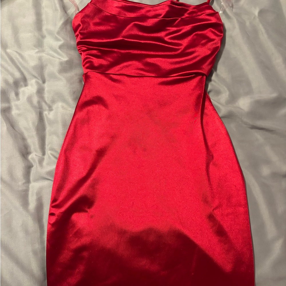 Windsor Red Satin Mini Dress for homecoming or fancy event